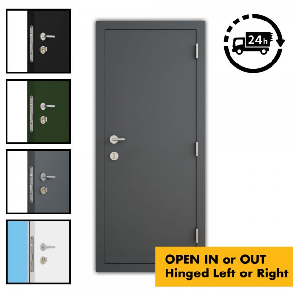 Steel Security Personnel Door - CLEARANCE DAMAGED SECONDS - Industrial Grade Exterior Outdoor Security Door for Garage, Warehouse, Shed, Industrial Unit, Lockup, Shed, Shipping Container, Farm Barn 